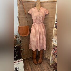 April Cornell Blush Check Midi Dress